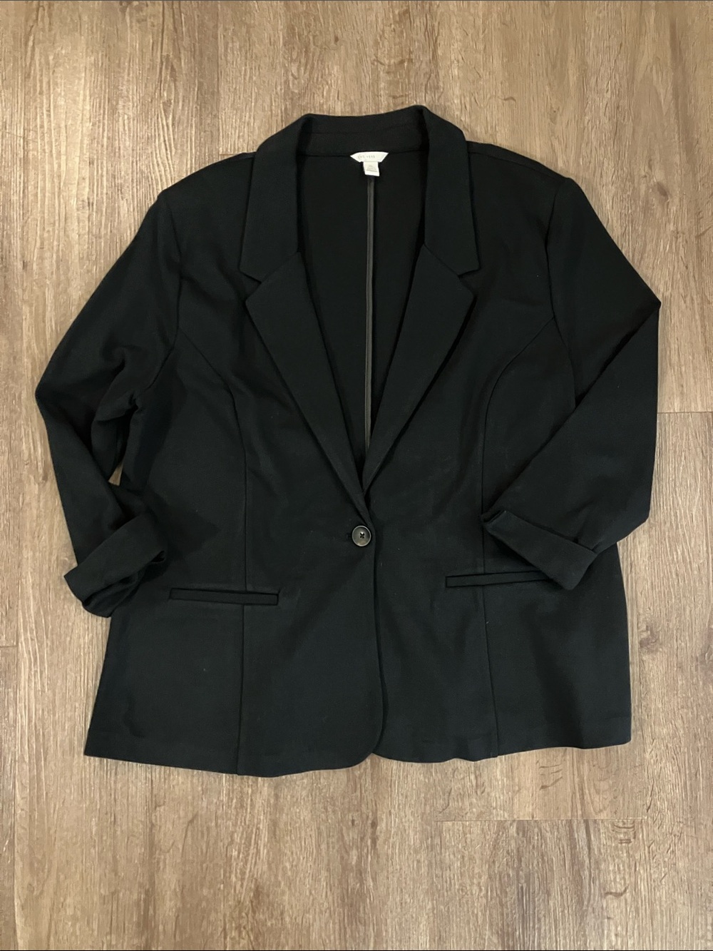 Cato Fashions Knit Black Women's Single-Button Blazer